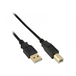 InLine USB 2.0 Kabel, A an B, schwarz, Kontakte gold,5m