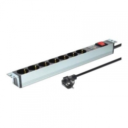 DIGITUS 1U Aluminium PDU, 16A Plug, 250VAC 50/60Hz, 7-fach