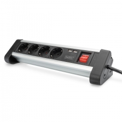 DIGITUS 4-fach Office Steckdosenleiste mit 2x USB