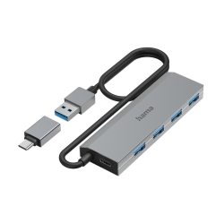 HAMA USB-Hub 4-Ports USB 3.2 Gen1 5 Gbit/s