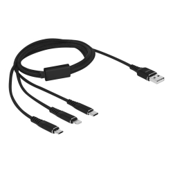 Delock USB Ladekabel 3in1 1m schwarz