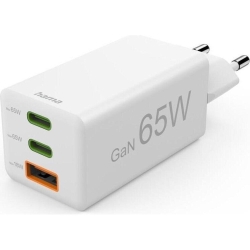 HAMA Schnellladegerät, 2x USB-C PD, 1x USB-A QC 65W Weiß