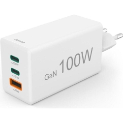 HAMA Schnellladegerät GaN, 2x USB-C PD, 1x USB-A QC 65W Weiß