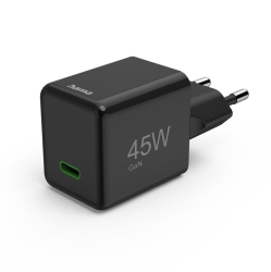 HAMA Schnellladegerät GaN, USB-C PD, 45W Schwarz