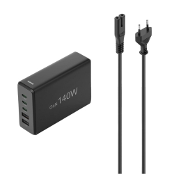 HAMA Schnellladegerät, 5 Ports USB-C, USB-A PD, 140W Schwarz