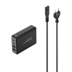 HAMA Schnellladegerät, 4 Ports USB-C, USB-A PD, 65W Schwarz