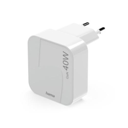 HAMA Schnellladegerät, GaN, 2x USB-C,PD, 40W,Weiß