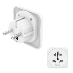 HAMA Reiseadapter Typ E und F, 3-polig, universal, Weiß